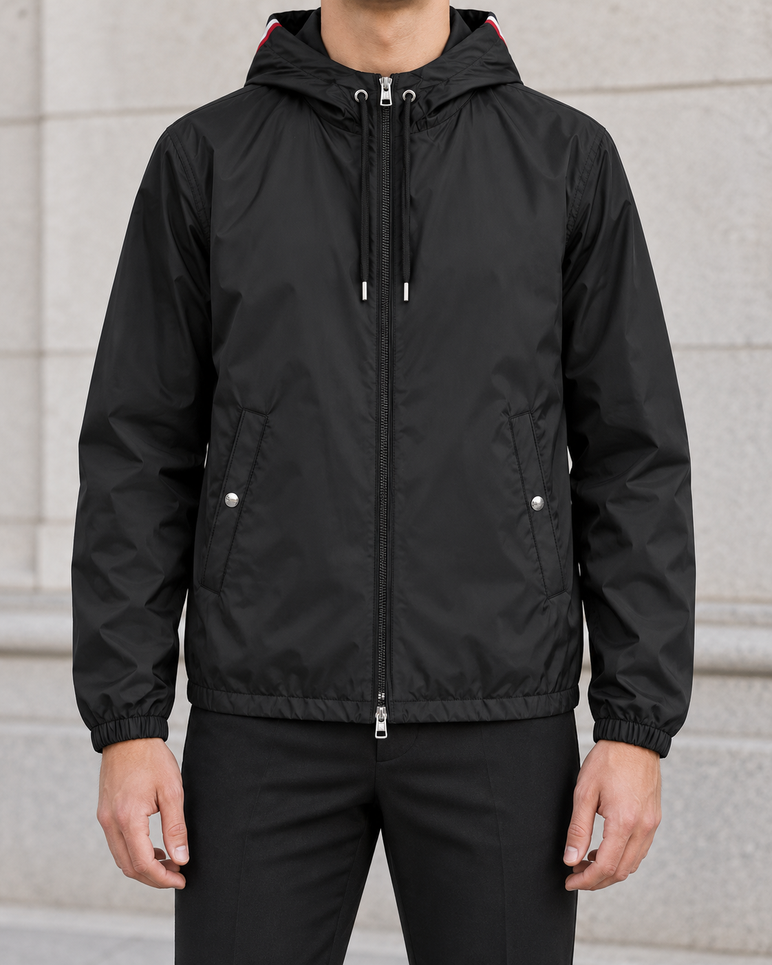 Moncler Grimpeurs Windbreaker Jassen - Zwart — gedragen lifestylefoto — ROVARO foto 2 4e29ea0a808c8c54