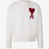 Ami Heart Sweater Wit (rood logo)