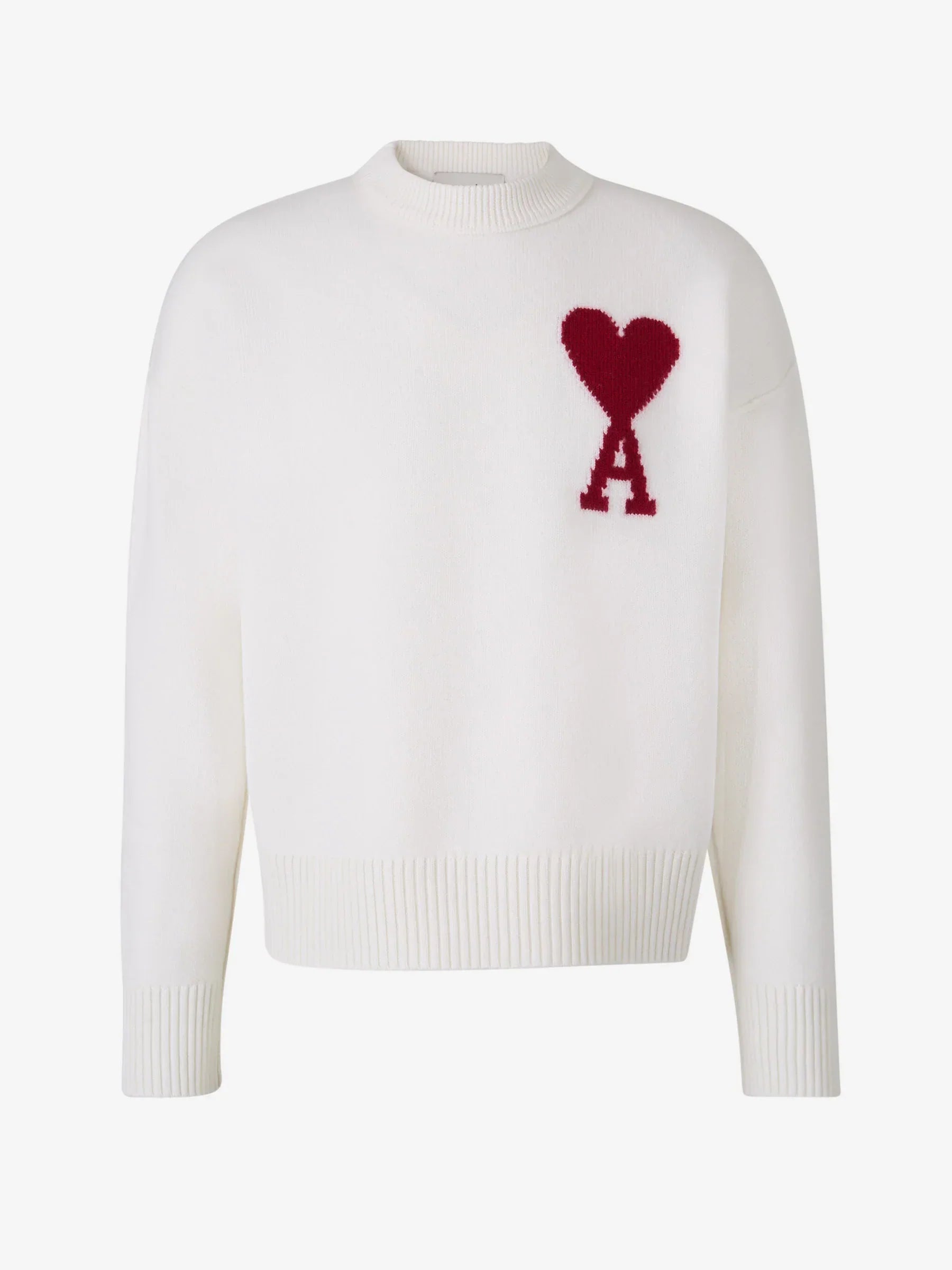 Ami Heart Sweater Wit (rood logo)