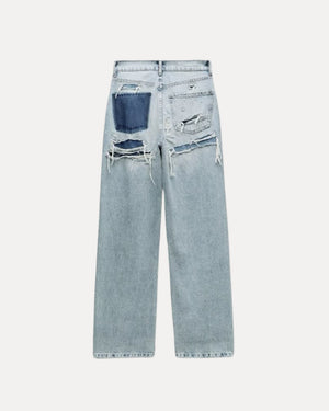 Ripped Straight Leg Jeans