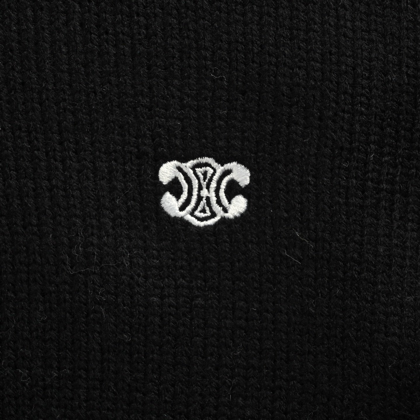 Celine Logo-Embroidered Wool & Cashmere Blend Half Zip Black