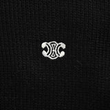 Celine Logo-Embroidered Wool & Cashmere Blend Half Zip Black