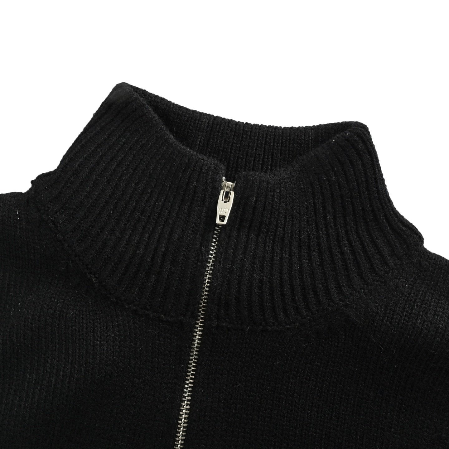 Celine Logo-Embroidered Wool & Cashmere Blend Half Zip Black