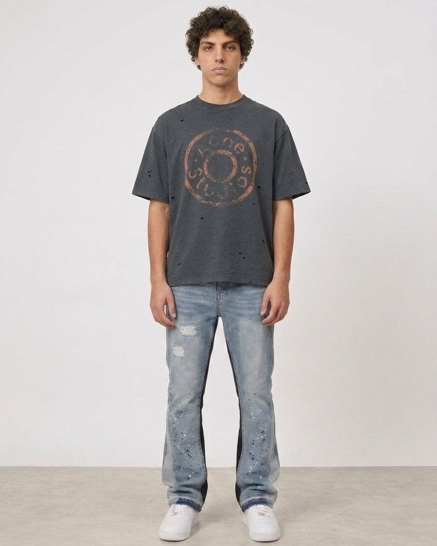 Acne Studios Distressed Logo T-Shirt - Zwart - Zwart