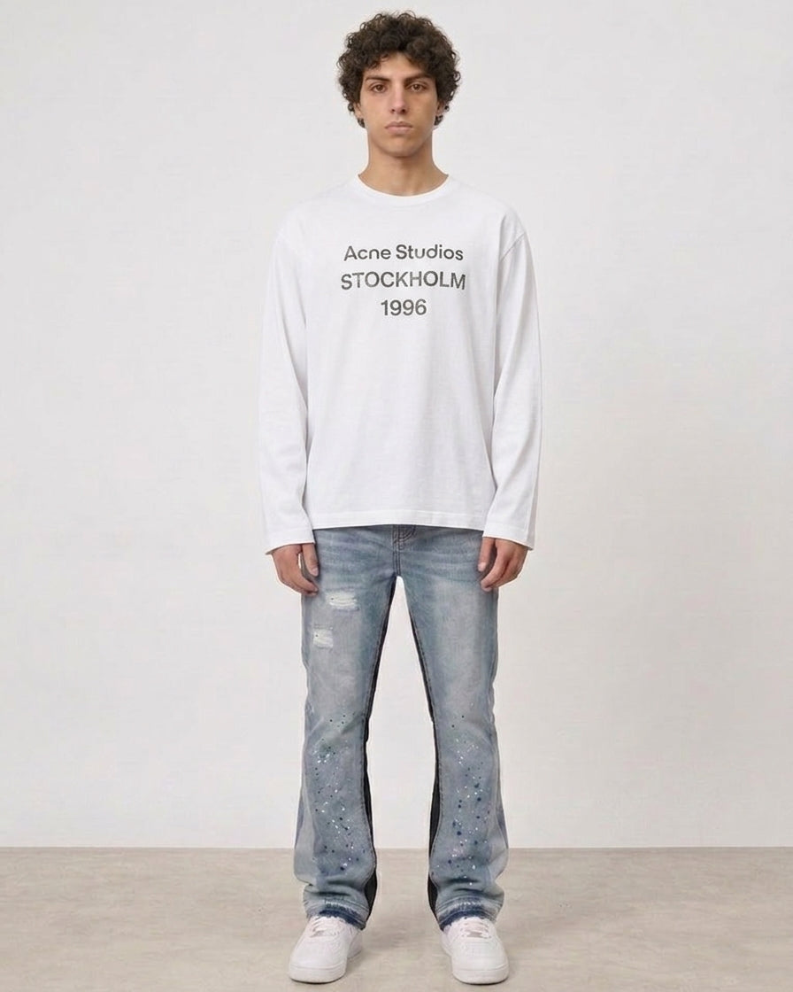 Acne Studios Edden U 1996 Long Sleeve T-Shirt - Wit - Wit