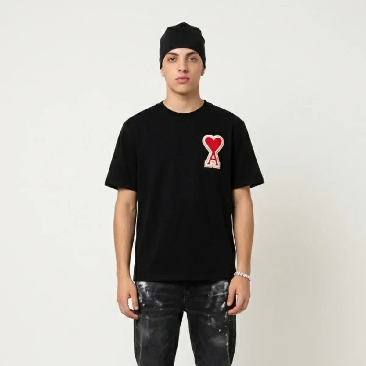 Ami Paris T-Shirt - Zwart Rood - Zwart Rood