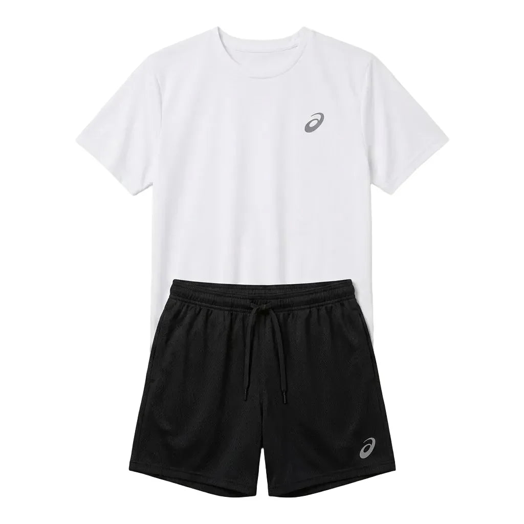 ASICS Sport Zomer Set (T-Shirt & Shorts) - Wit/Zwart - Wit/Zwart