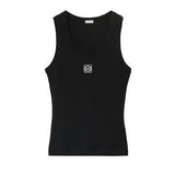 LOEWE Anagram Tank Top in Cotton – White & Black - Zwart - Zwart