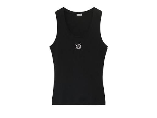 LOEWE Anagram Tank Top in Cotton – White & Black - Zwart - Zwart