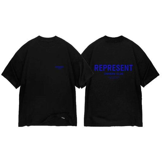 REPRESENT T-SHIRT - Zwart/Blauw - Zwart/Blauw