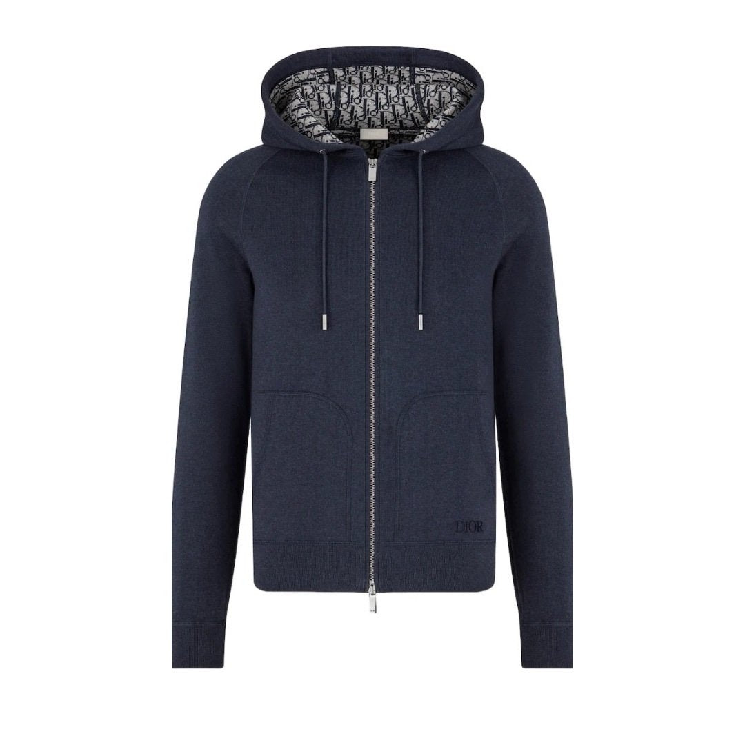 Dior Cashmere Hooded Jacket Navy Blue