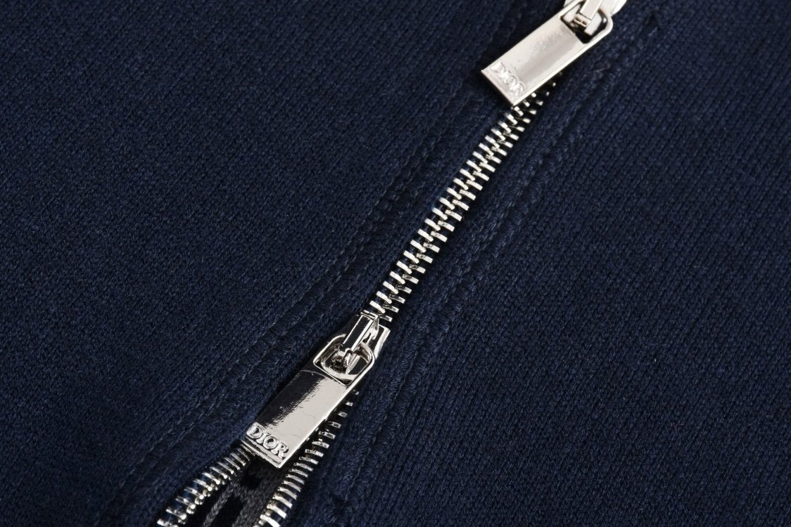 Dior Cashmere Hooded Jacket Navy Blue