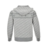 Dior Reversible Printed Cashmere Zip Hoodie Grey