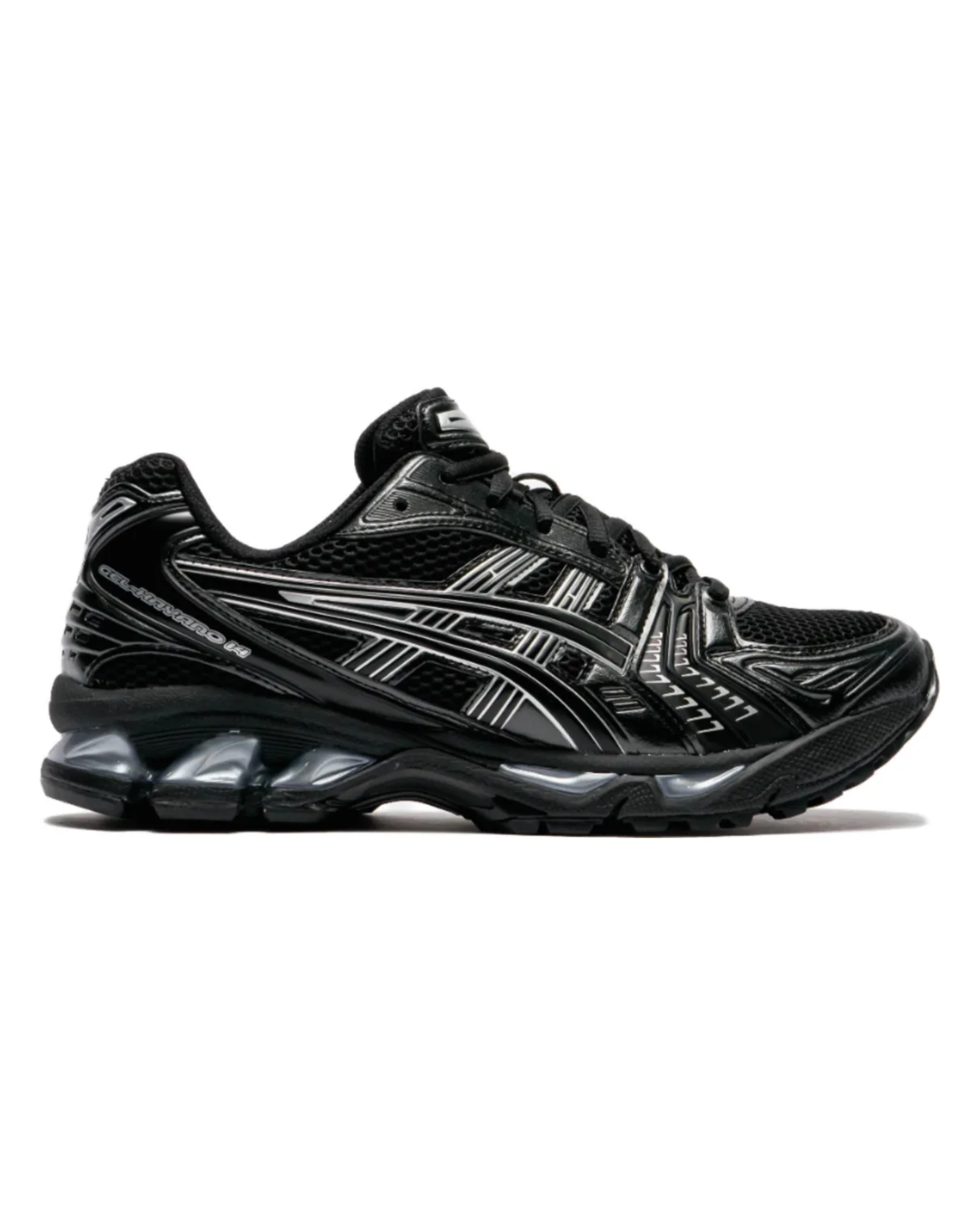 Asics Gel Kayano 14 Black Pure Silver - Zwart — productfoto op witte achtergrond — brongetrouwe fotobewerking 2026-10-02