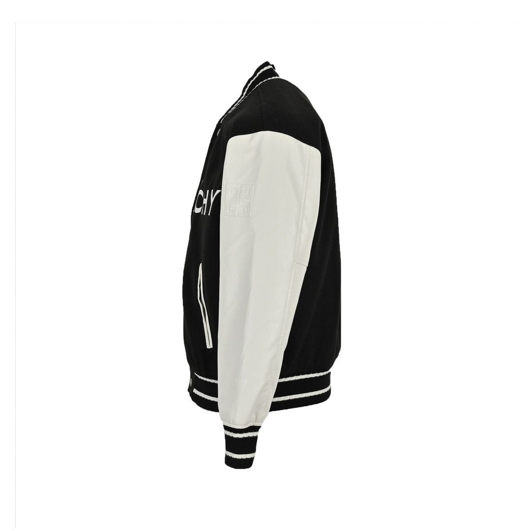 Givenchy Logo Jacket Varsity Jack In White Black Leather