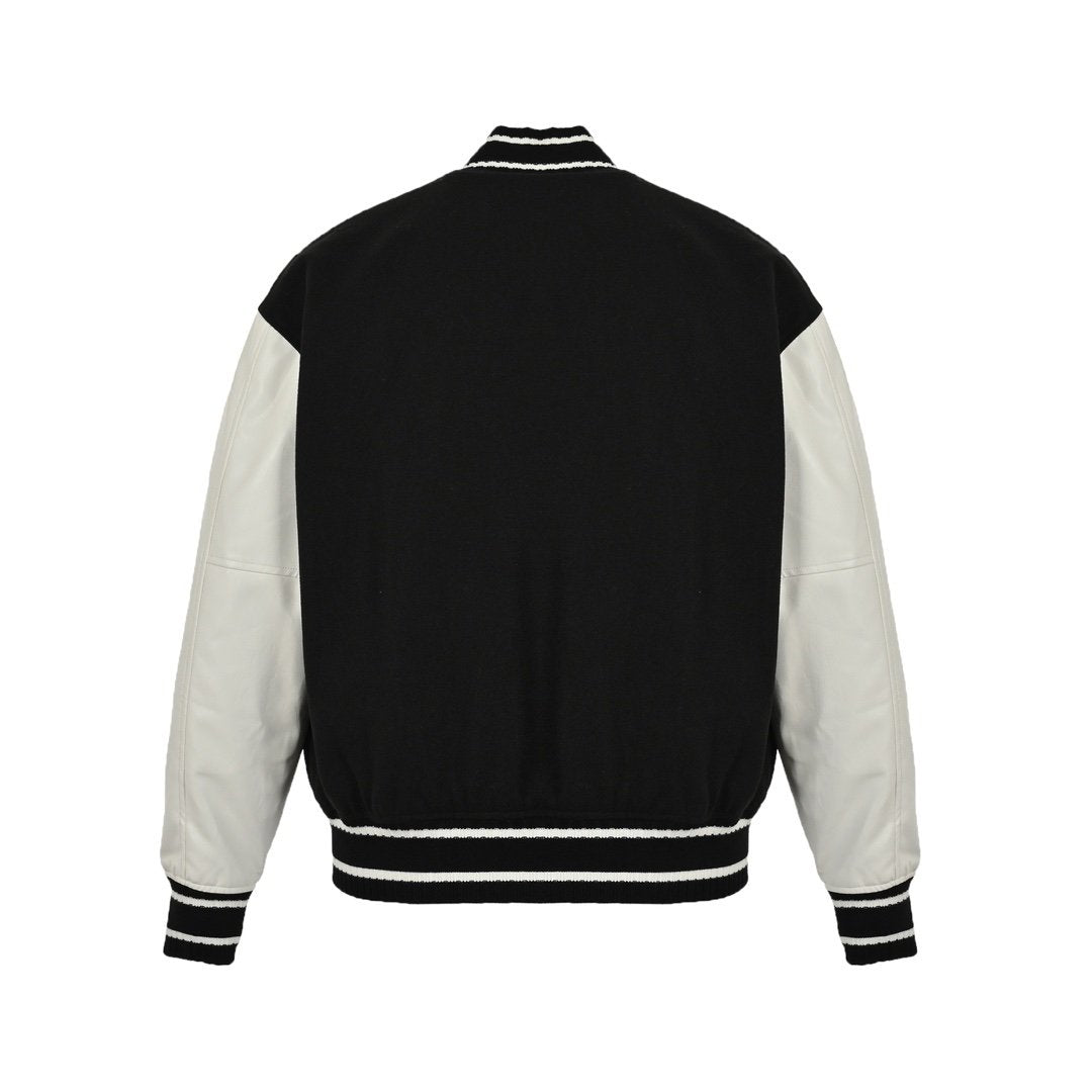Givenchy Logo Jacket Varsity Jack In White Black Leather