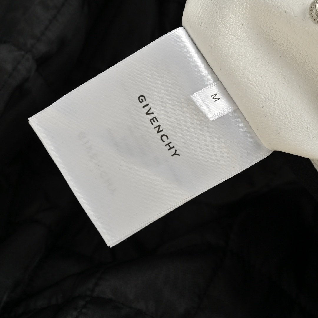 Givenchy Logo Jacket Varsity Jack In White Black Leather