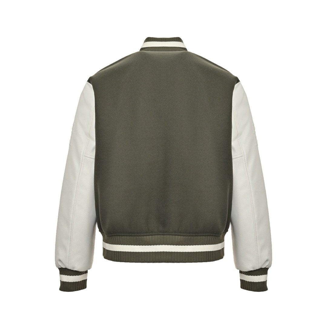 Givenchy Logo Jacket Varsity Jack In White Green Leather