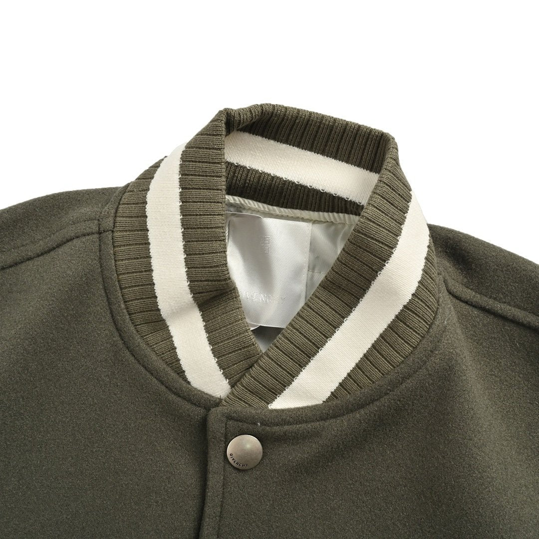 Givenchy Logo Jacket Varsity Jack In White Green Leather