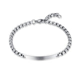 Orva - Armband in edelstaal, rechthoekige schakels, plaatje 21cm