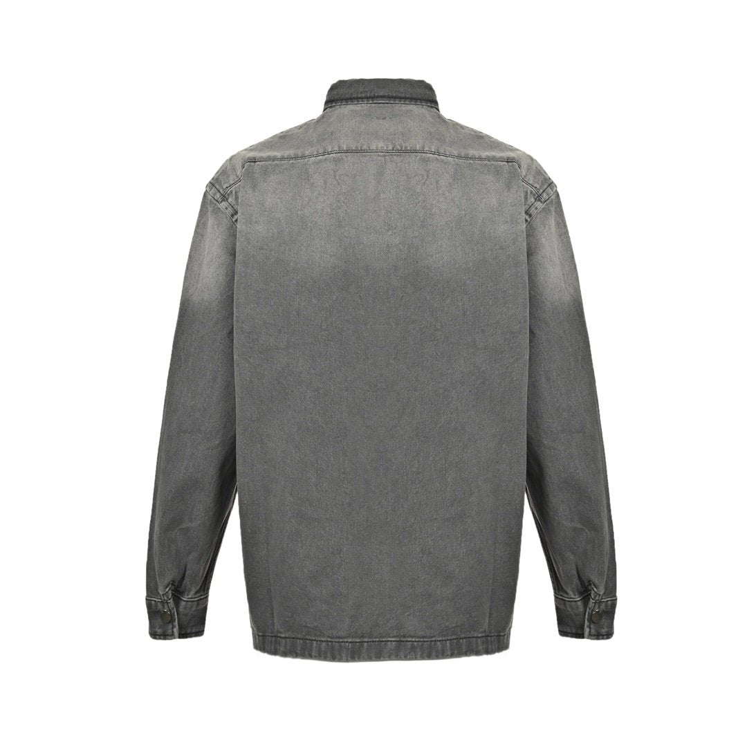 Prada Embellished Denim Jacket In Grey