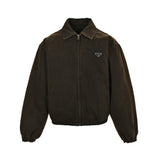 Prada Padded Denim Blouson Jacket Brown