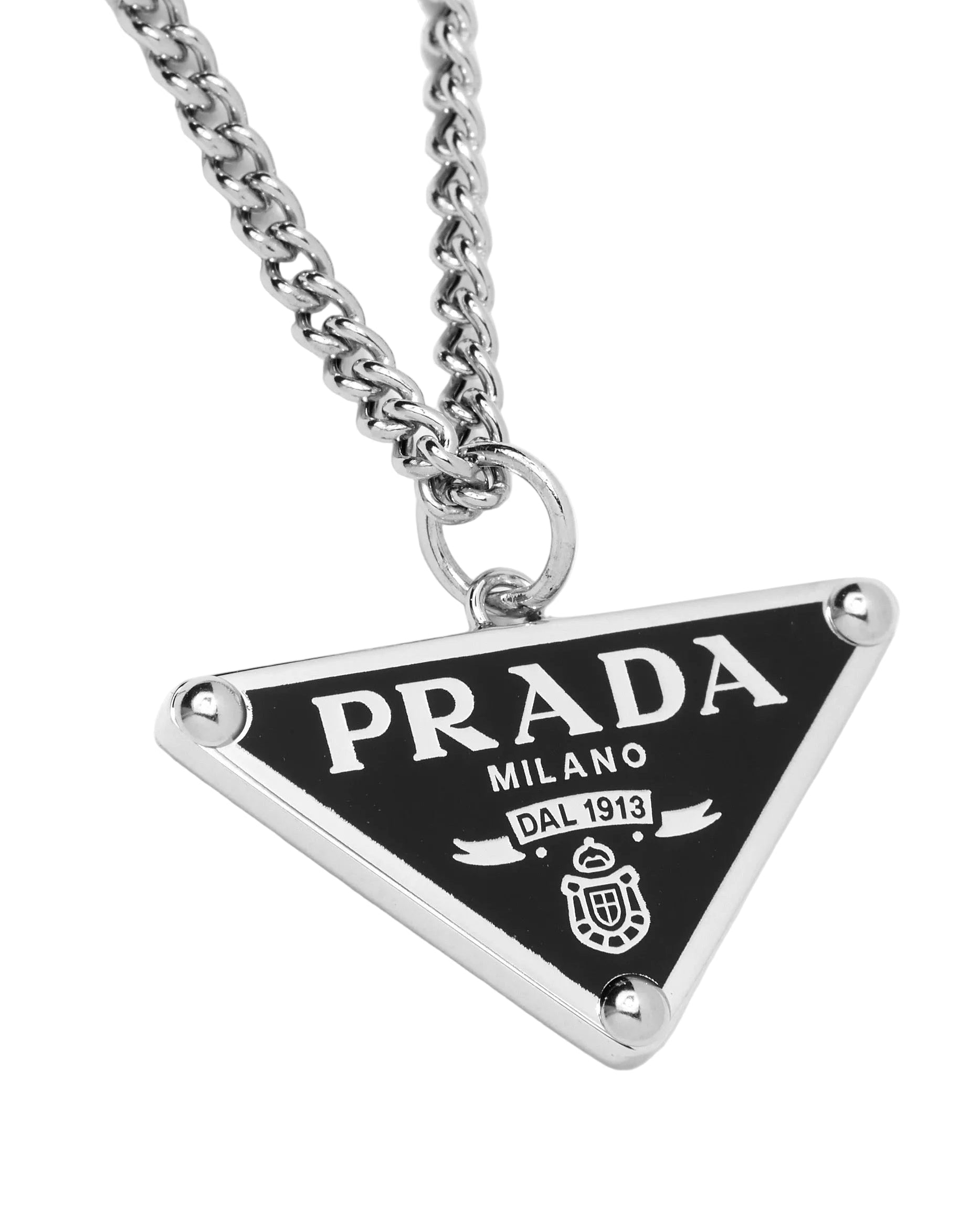 Prada Triangle Logo Ketting – Silver