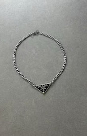 Prada Triangle Logo Ketting – Silver