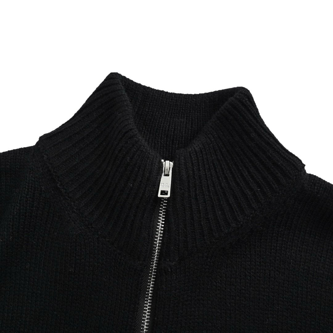 Prada Zip Up Cashmere Black